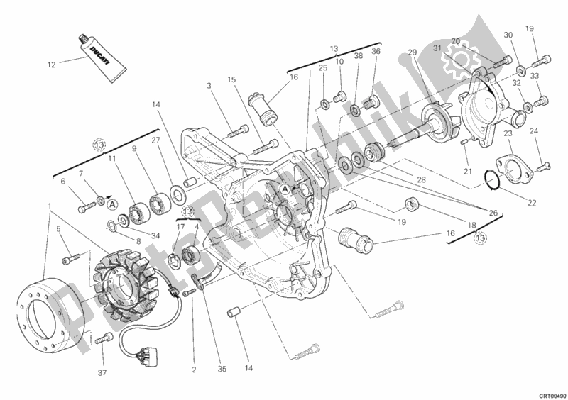 Alle onderdelen voor de Generator Deksel van de Ducati Multistrada 1200 ABS 2010